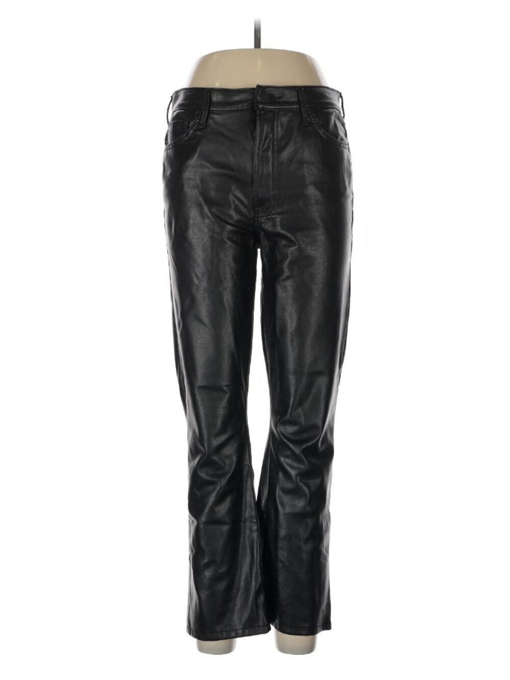 MOTHER Black Faux Leather High Rise Bootcut Pants 31